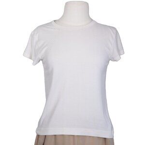 Lululemon Women's 4 White T-Shirt Mesh Crew Neck Short Sleeve Casual Activewear